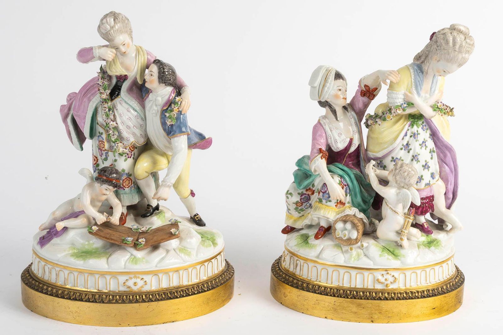Pair Of Figurines, Meissen Porcelain Sculptures, 19th Century. photo buy