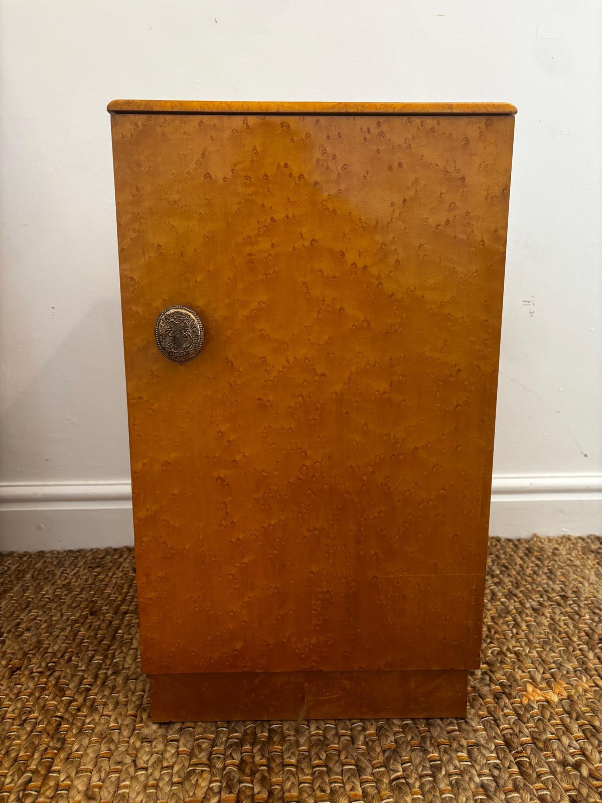 Vintage Birdseye Maple Bedside Cabinet Art Deco Cupboard 1930s Storage Nightstand photo furniture