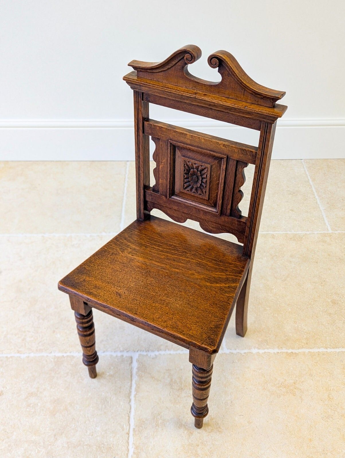 Antique Victorian Oak Hall Chair C.1890 photo for sale