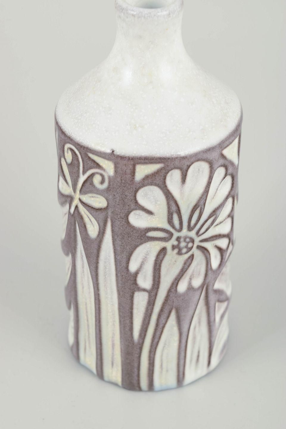 Mari Simmulson, Upsala Ekeby. Stoneware Vase With Stylised Botanical Motifs. photo for sale