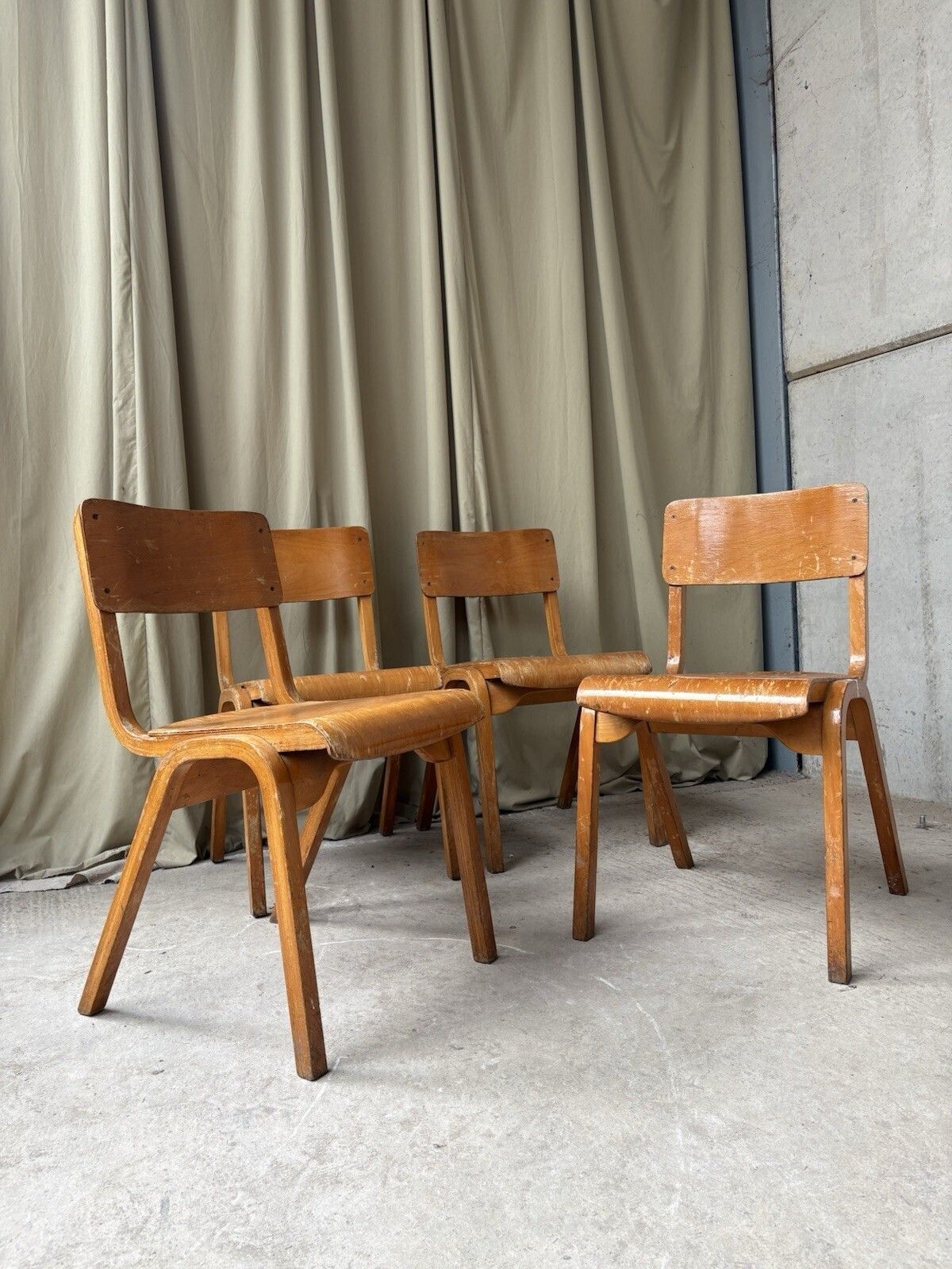Vtg Mid Century Esavian Esa James Leonard Set Of 4 Stacking Dining Chairs R1203