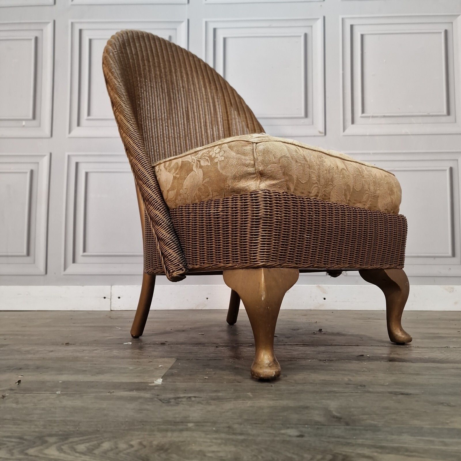Vintage Low Bedroom Chair   Wicker Tub Occasional Seat   Lloyd Loom Style Retro photo for sale