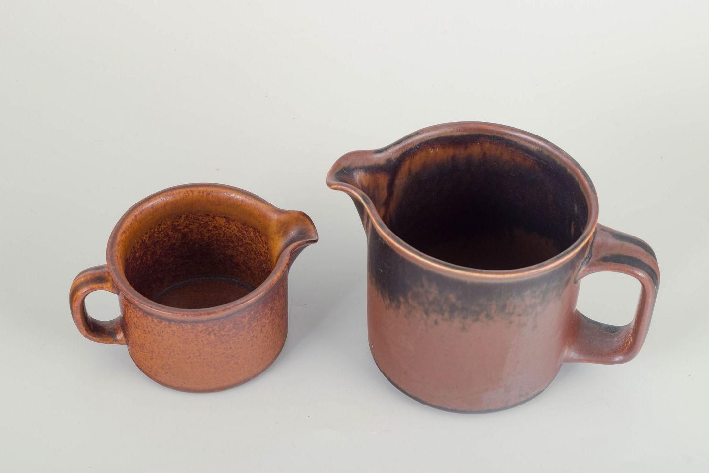 Ulla Procopé For Arabia. Two Stoneware Pitchers With Brown Glaze. 1970s. photo furniture