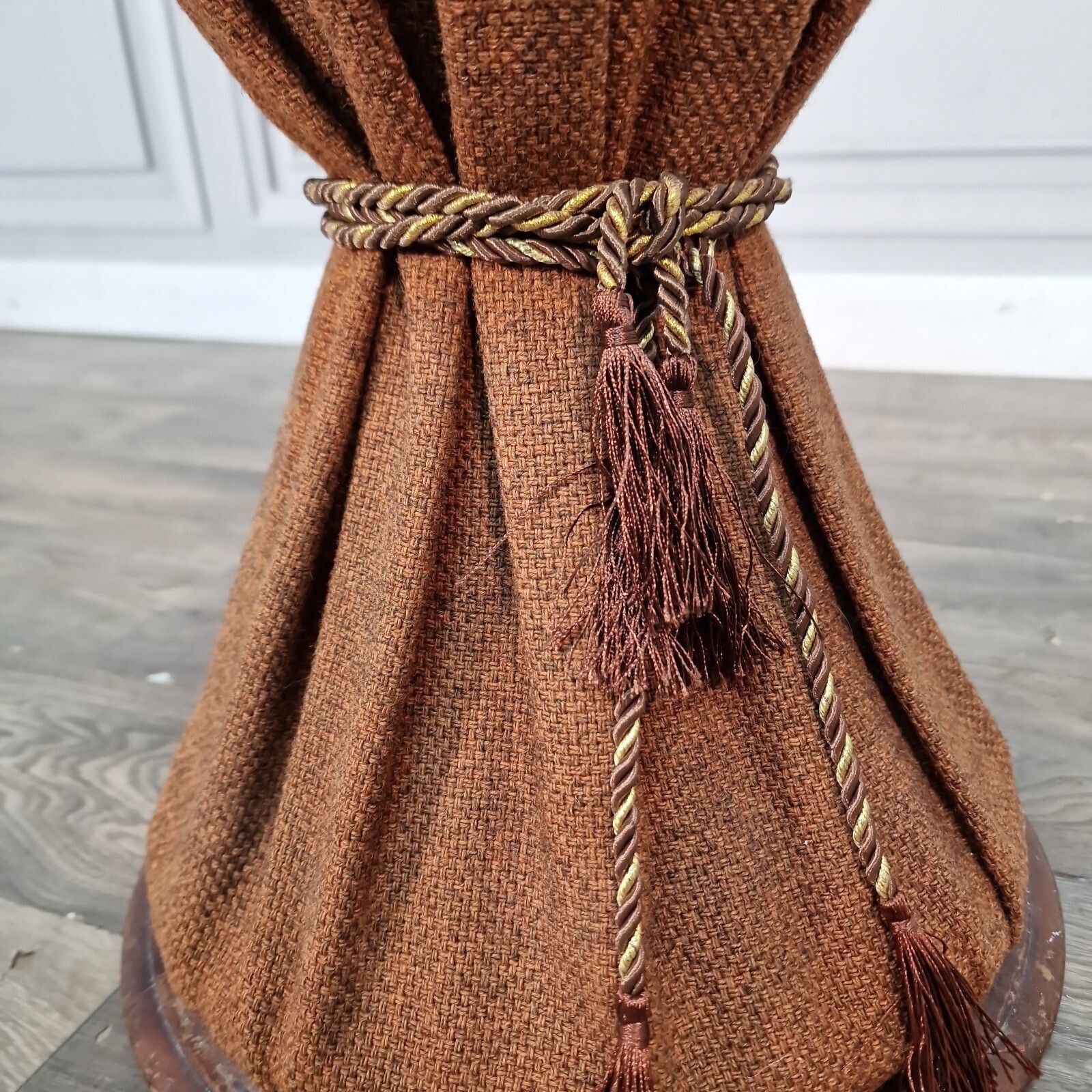 Vintage Drum Stool Upholstered Hourglass Side Bohemian Seat   Retro Mid Century photo vinterior