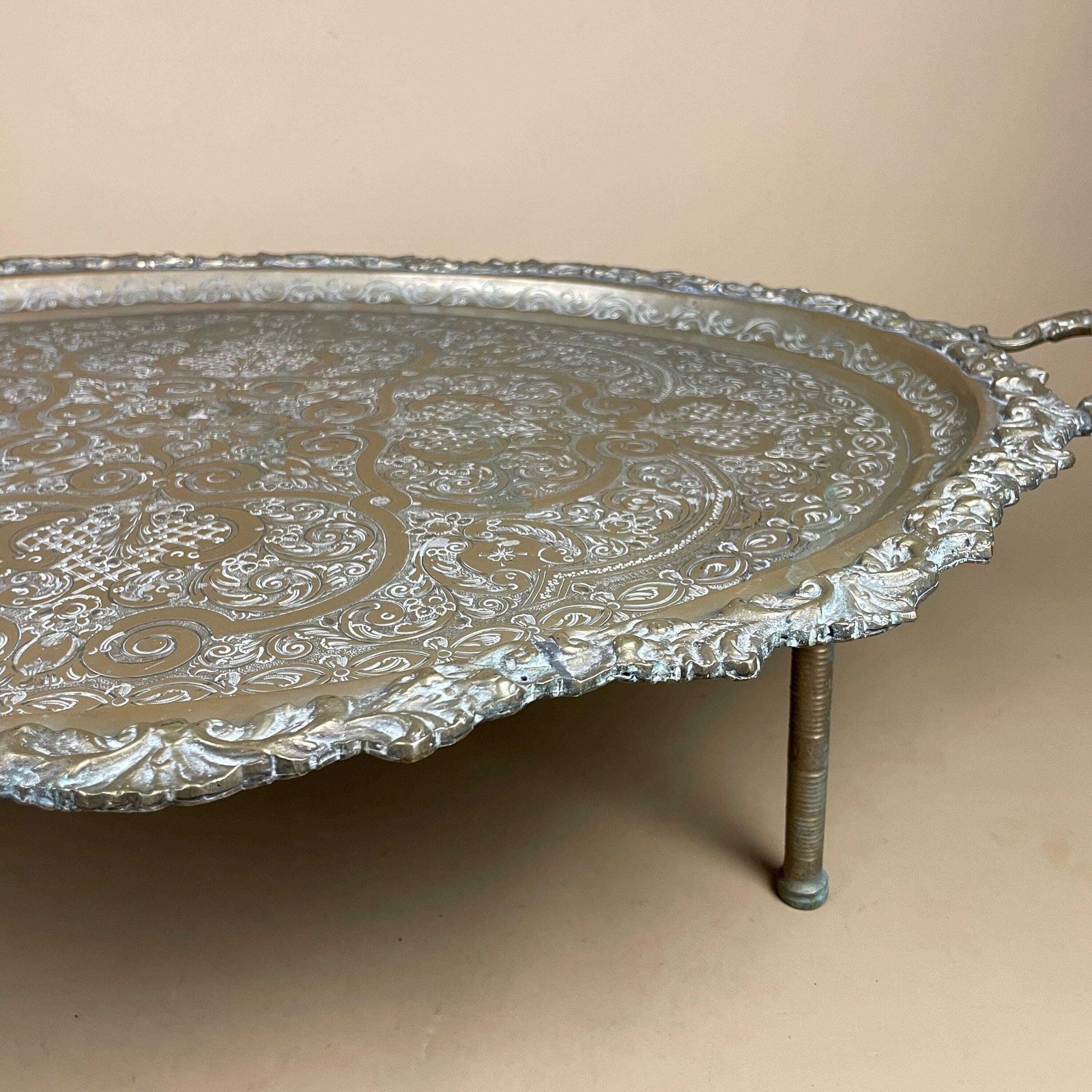 Large Ornate Serving Tray Footed Silverplate Butler Tea Platter With Handles Antique Hollywood Regency Centerpiece Home Decor photo 165.0