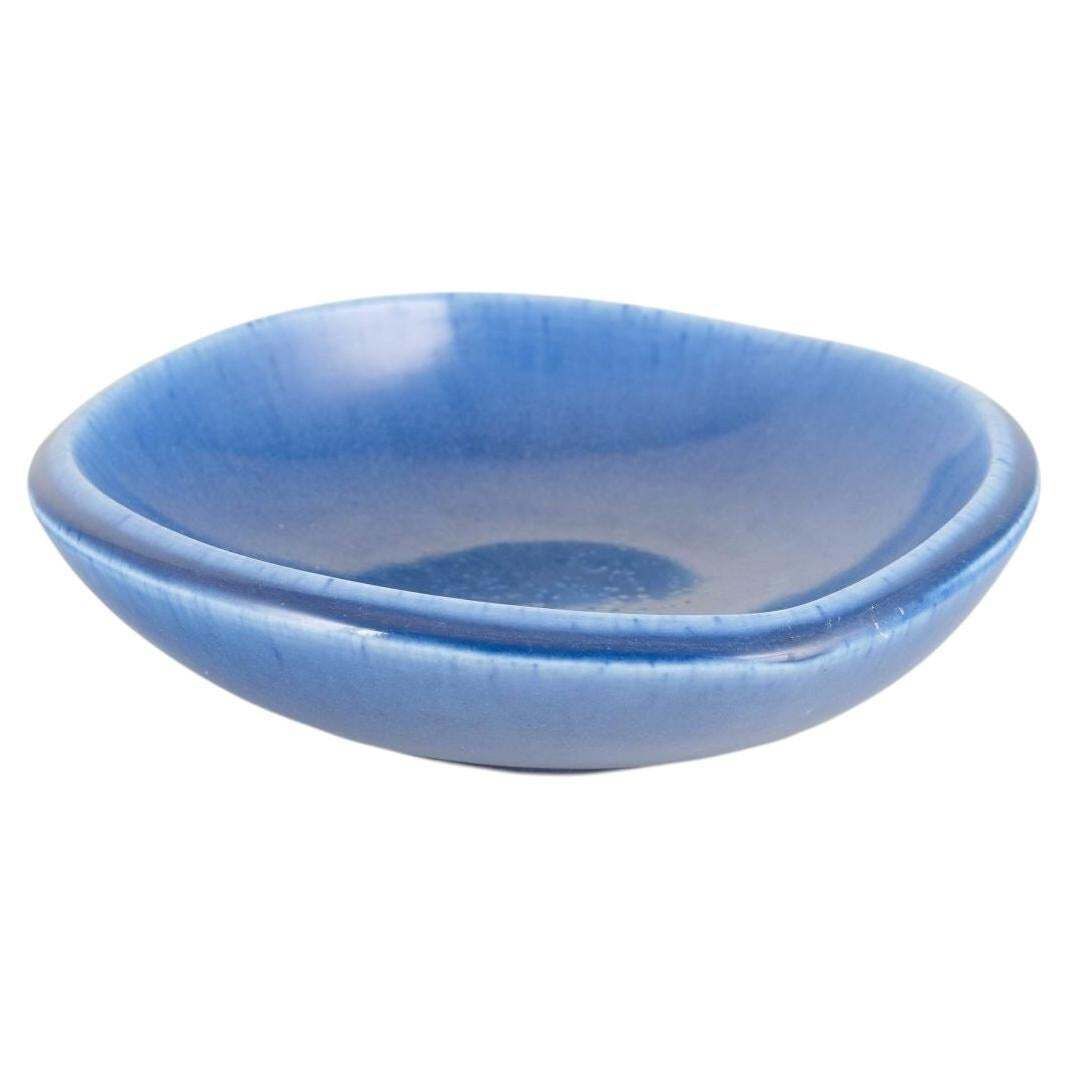 Bol en grès Berndt Friberg pour Gustavsberg, glaçure bleue, années 1960-1970