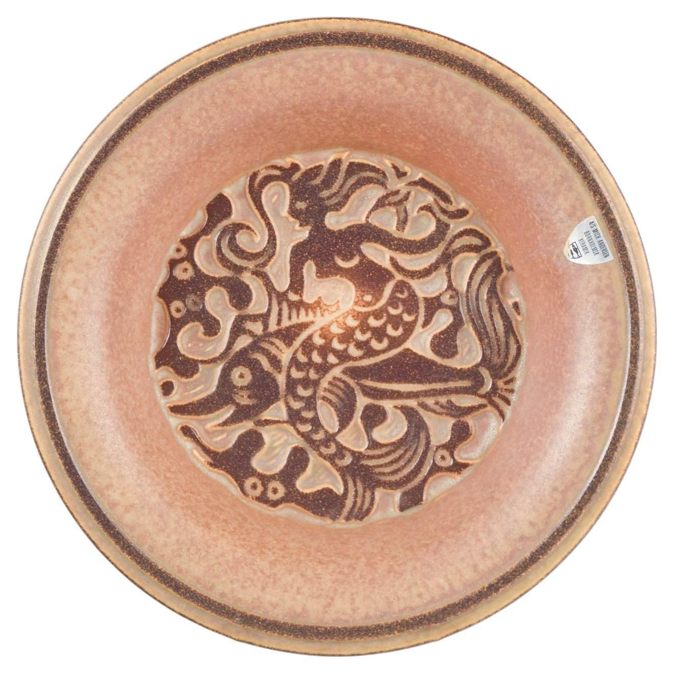 Michael Andersen. Stoneware Bowl With Mermaid And Fish Motif, 1960s/70s