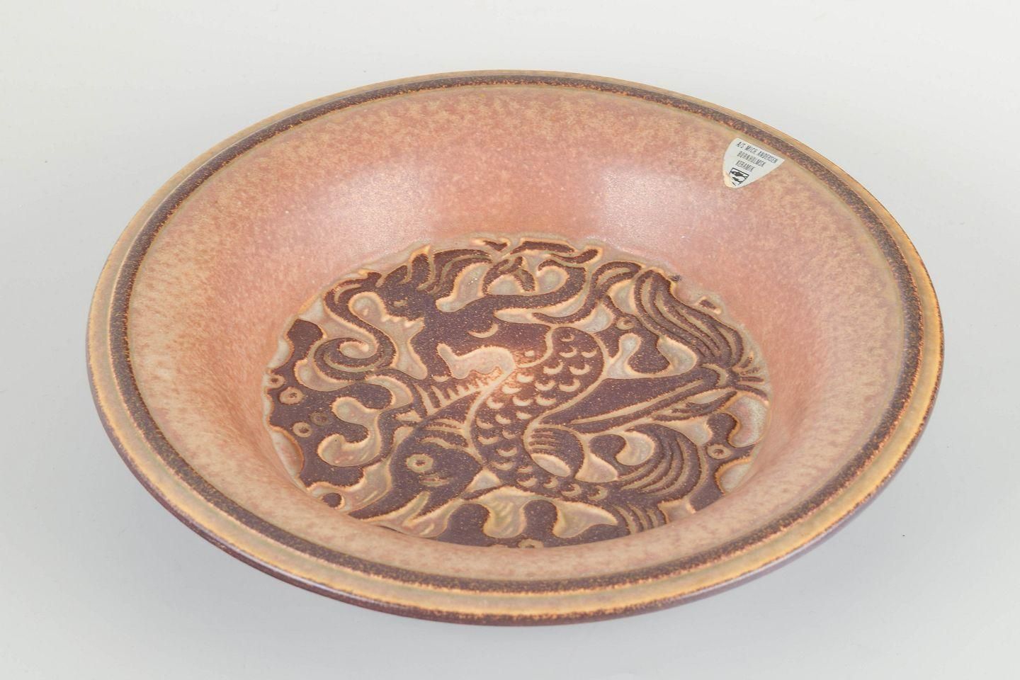 Michael Andersen. Stoneware Bowl With Mermaid And Fish Motif, 1960s/70s photo furniture