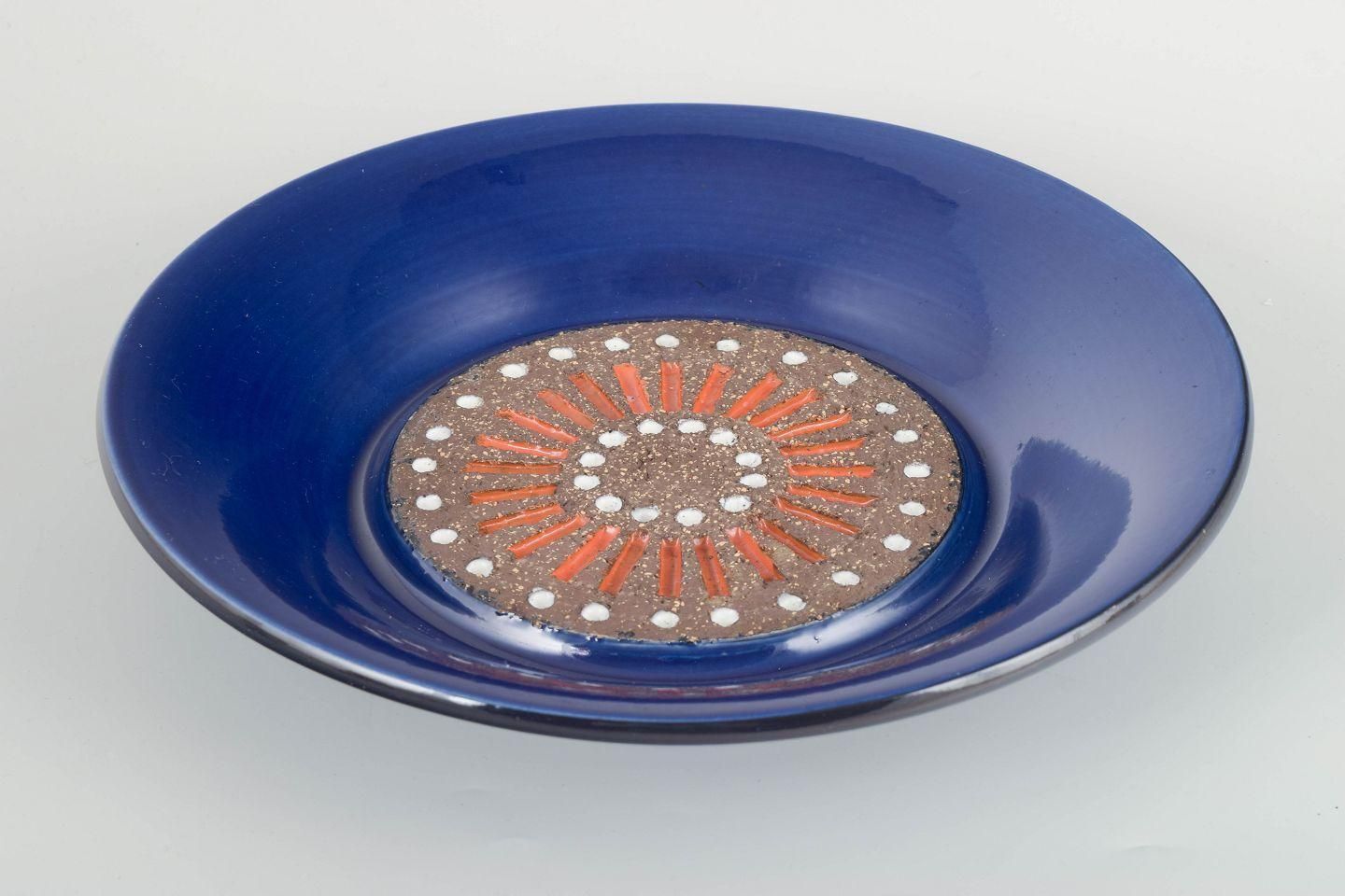 Mari Simmulson For Upsala Ekeby. Large Ceramic Dish With Relief Pattern. 1960s photo furniture