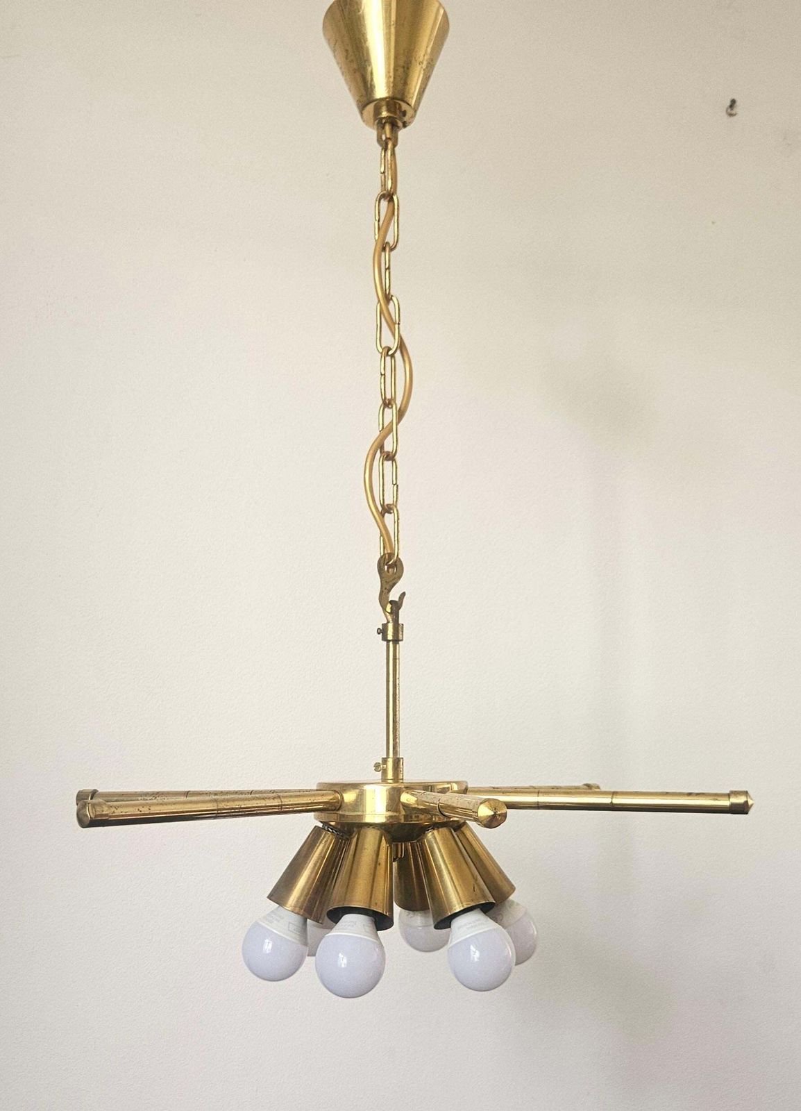 Rare lustre en laiton mid-century, années 1970 photo buy
