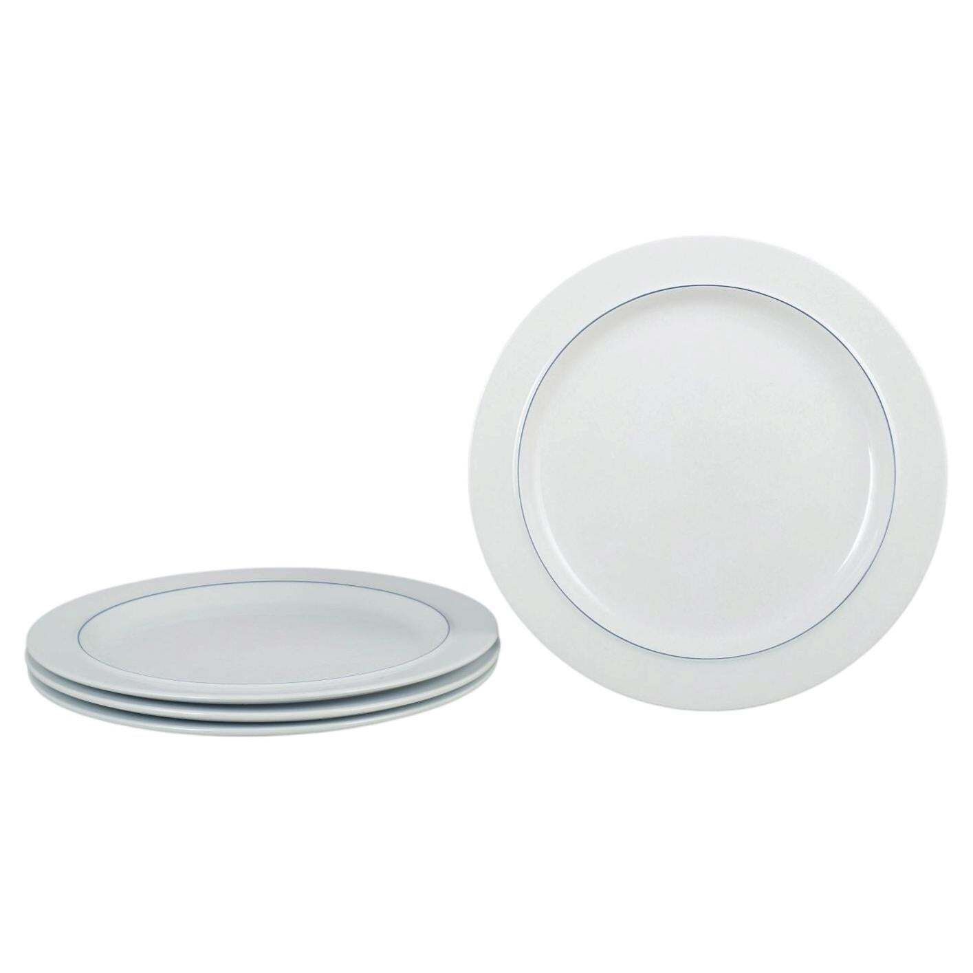 Grethe Meyer, Royal Copenhagen. Set Of Four Blue Line Dinner Plates In Faience