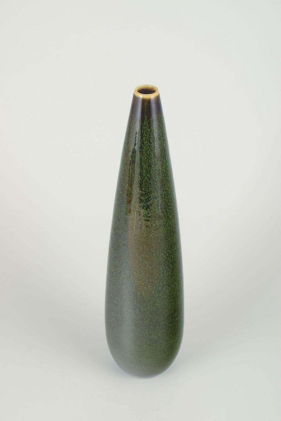Carl Harry Stålhane For Rörstrand. Tall Ceramic Vase With Deep Green Glaze. photo furniture