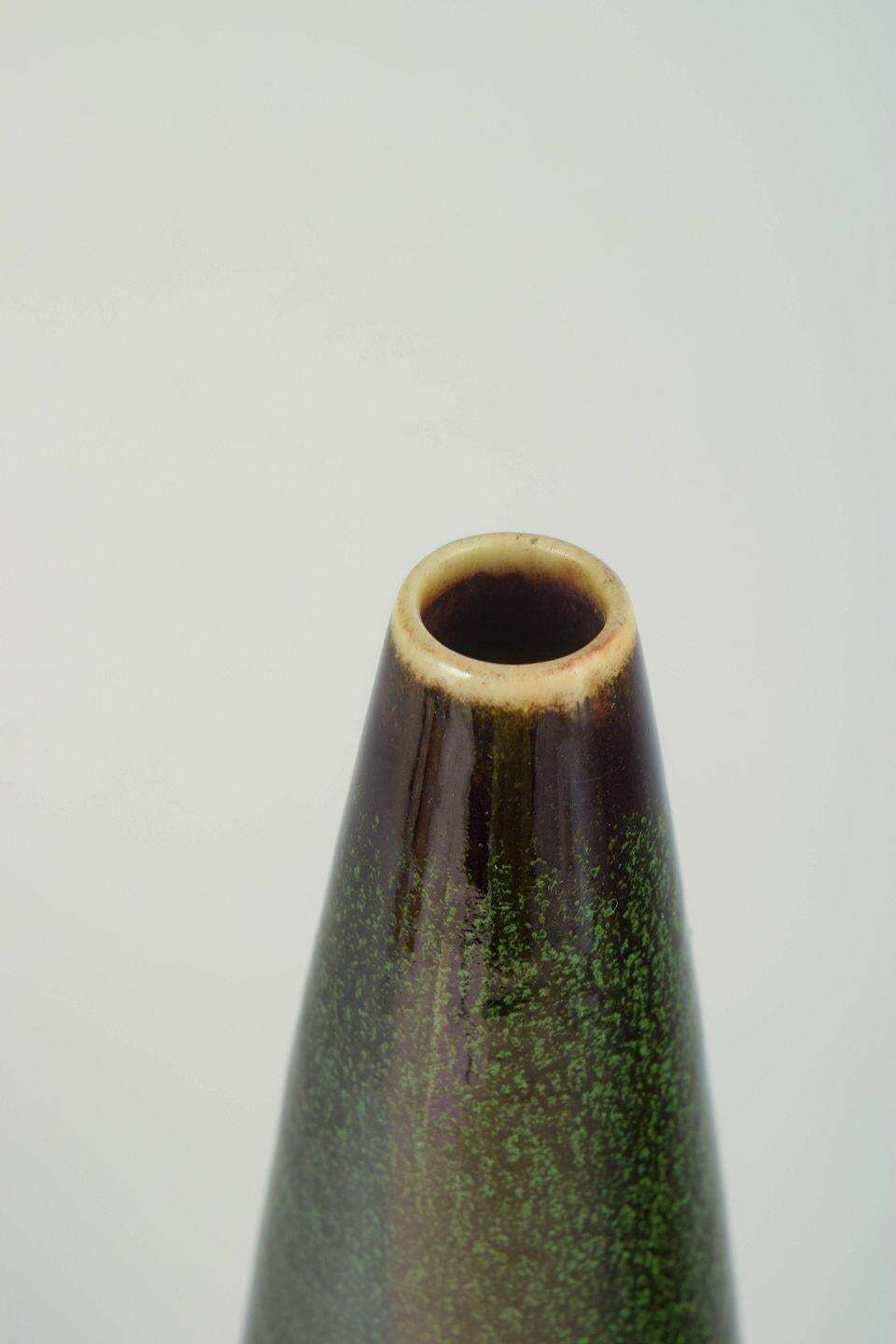 Carl Harry Stålhane For Rörstrand. Tall Ceramic Vase With Deep Green Glaze. photo for sale