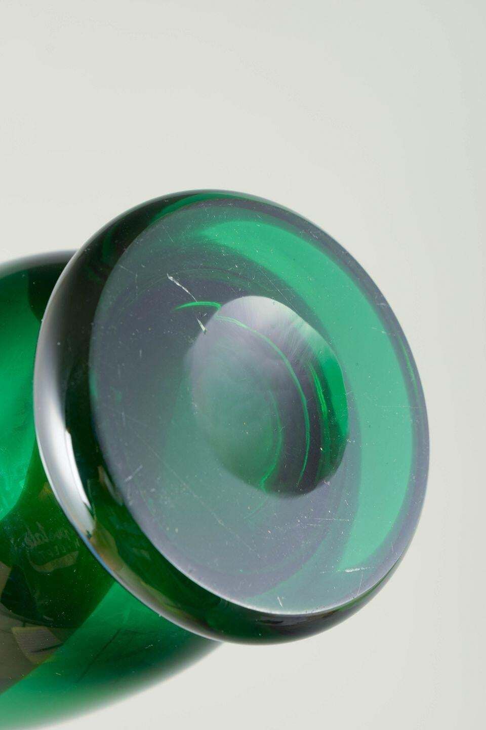 Verre de studio scandinave. Grand vase en verre soufflé bleu et vert, années 1970. photo Décoration