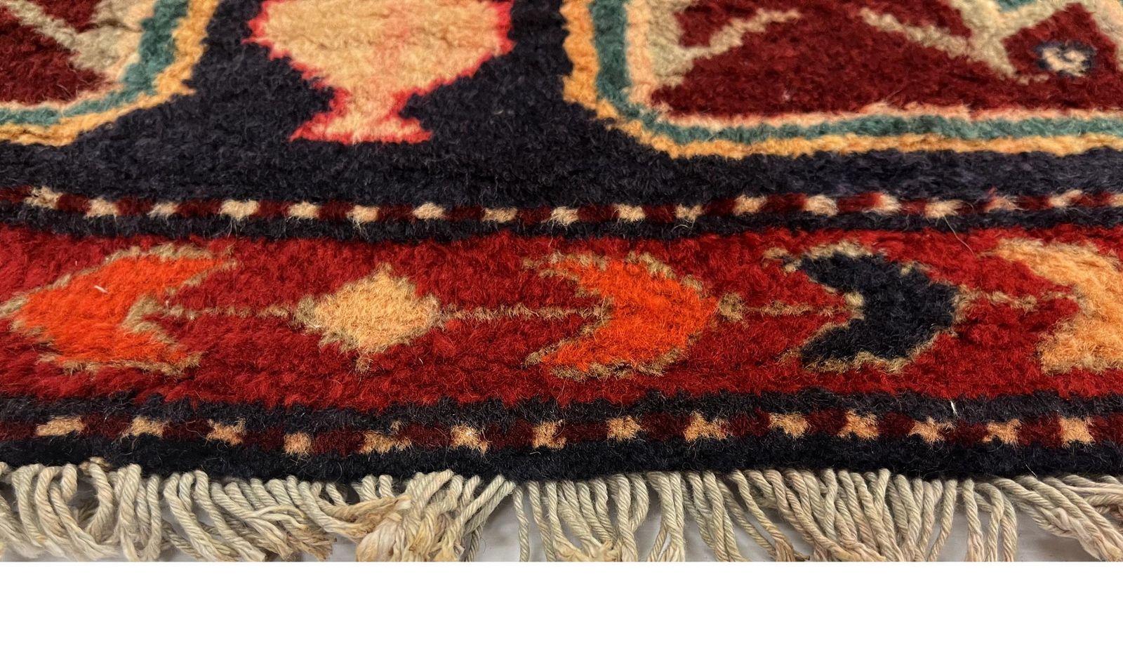 Tapis de couloir oriental vintage, laine tissée main, motifs géométriques photo buy