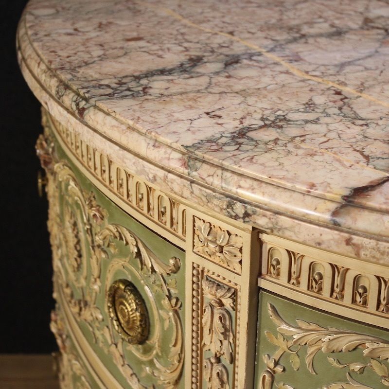 photo for sale Italiaanse halfronde commode in de stijl van Bonzanigo, Louis XVI, 20e eeuw