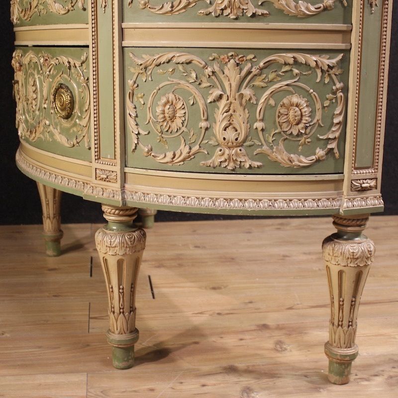 Furniture Italian Half Moon Commode In The Bonzanigo Style, Louis XVI, 20th Century photo