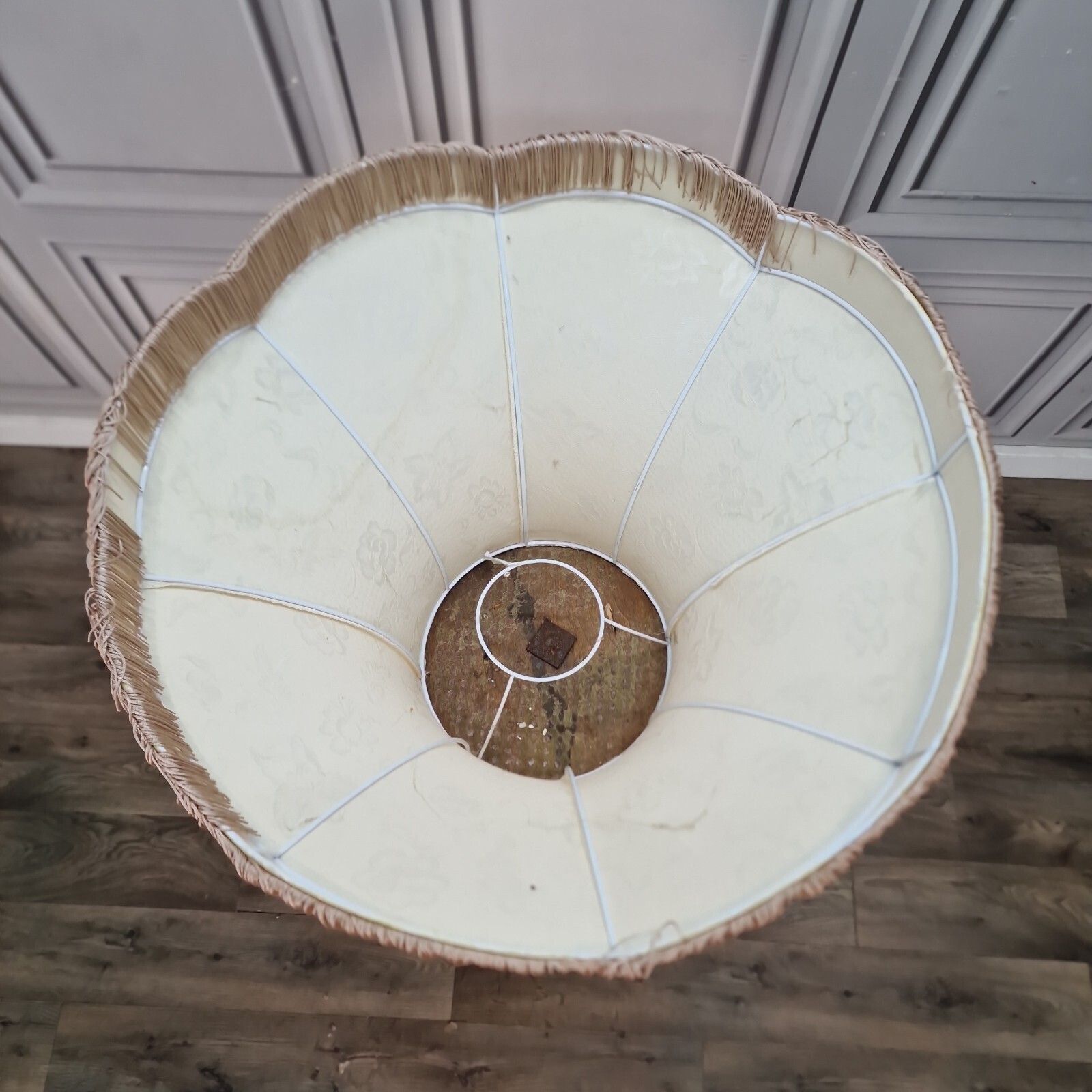 photo furniture Vintage Large Lampshade   Fringe Trim Fabric Standard Lamp Light Shade   Retro