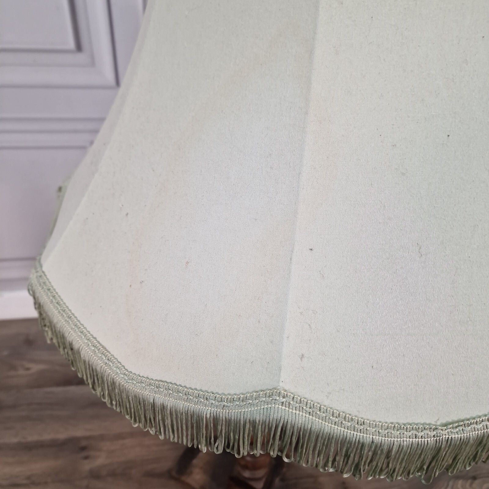 Vintage Large Lampshade   Fringe Trim Fabric Standard Lamp Light Shade   Retro photo 52.0