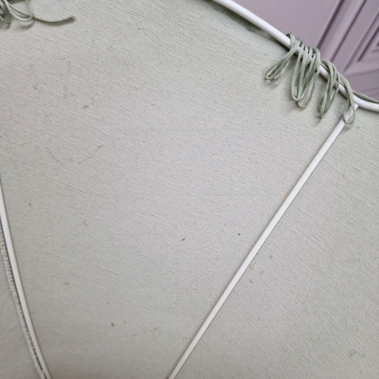 photo for sale Vintage Large Lampshade   Fringe Trim Fabric Standard Lamp Light Shade   Retro