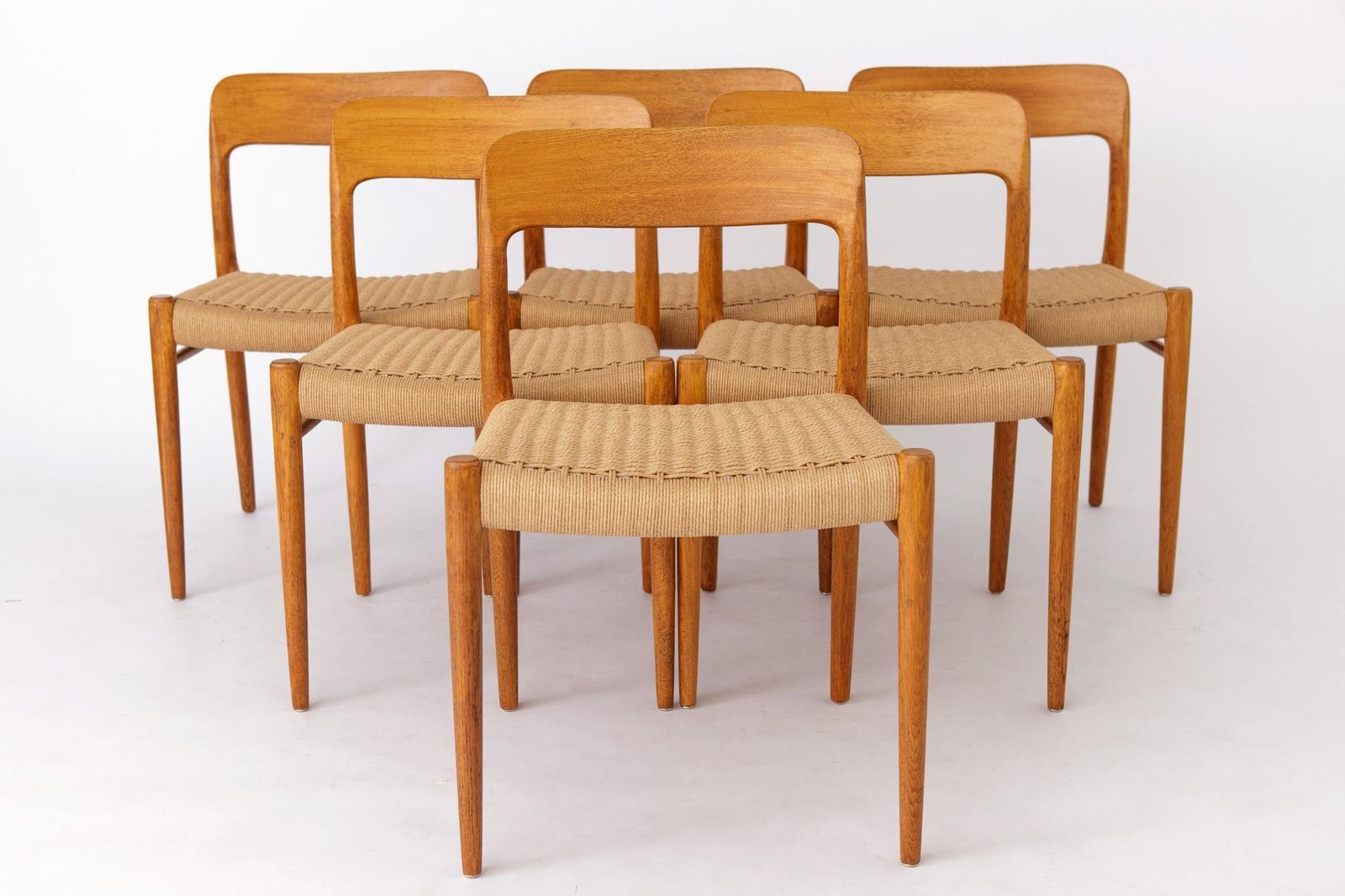 Set Of 6 Niels Otto Møller Model 75 Chairs | 1950s Oak Dining Chairs | Mid Century Danish Design.