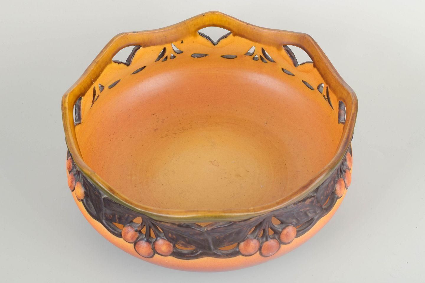 Ipsens Enke. Ceramic Bowl With Openwork Rim And Relief Of Fruits. 1920s/30s photo furniture