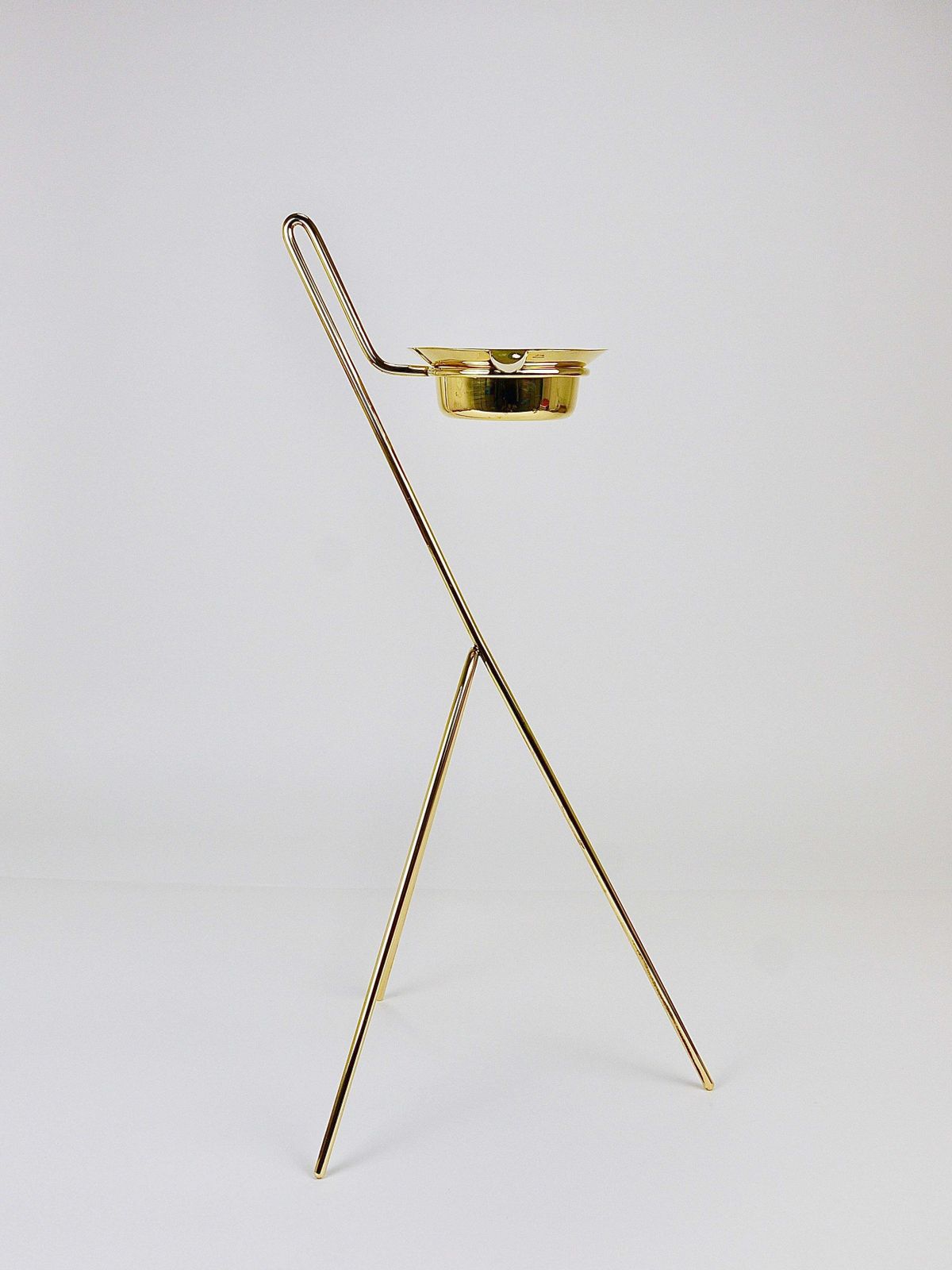 Rare Carl Auböck Brass Standing Floor Ashtray, Smoking Stand, Austria, 1950s. photo furniture