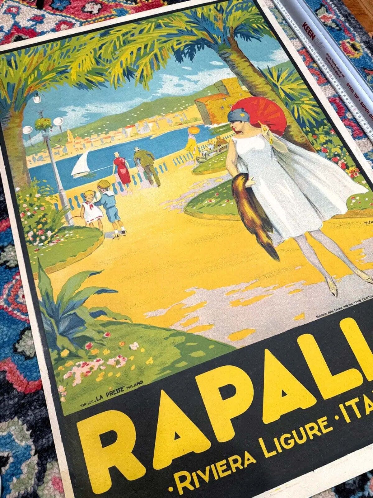 Affiche de voyage Rapallo Italian Riviera 1924, par Natoli photo for sale