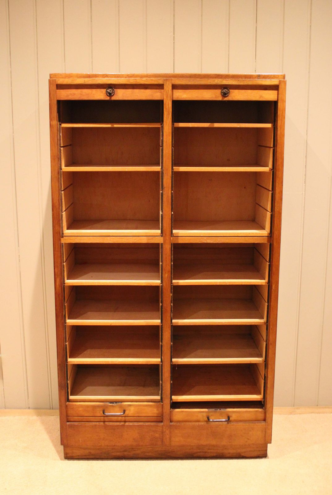 French Oak Double Tambour Front Filing Cabinet photo furniture