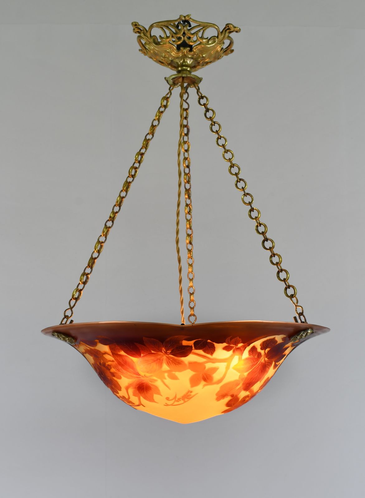 Franse art deco cameo hanglamp van Gallé, jaren 1920, Frankrijk photo furniture