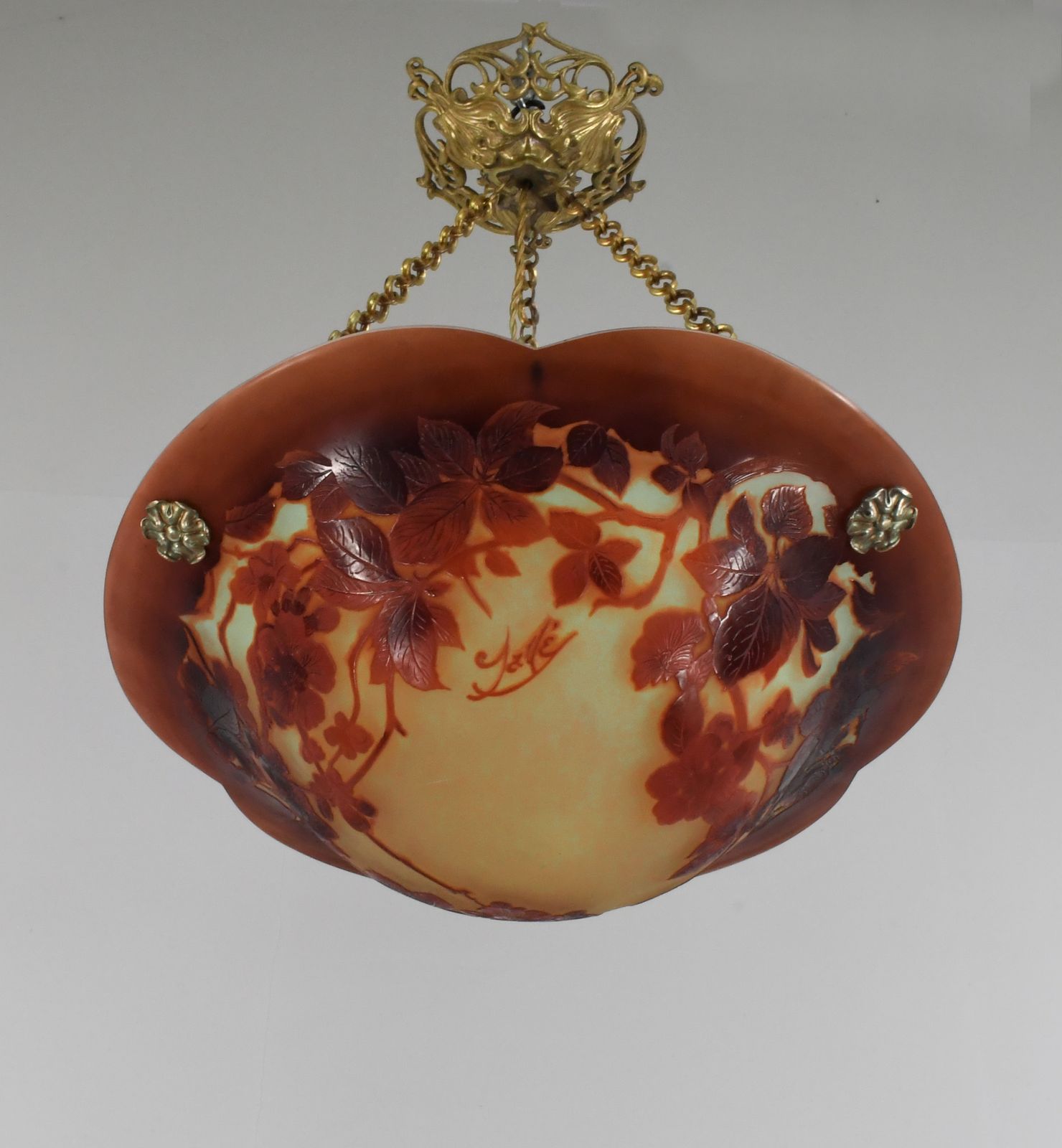 Franse art deco cameo hanglamp van Gallé, jaren 1920, Frankrijk photo 8000.0