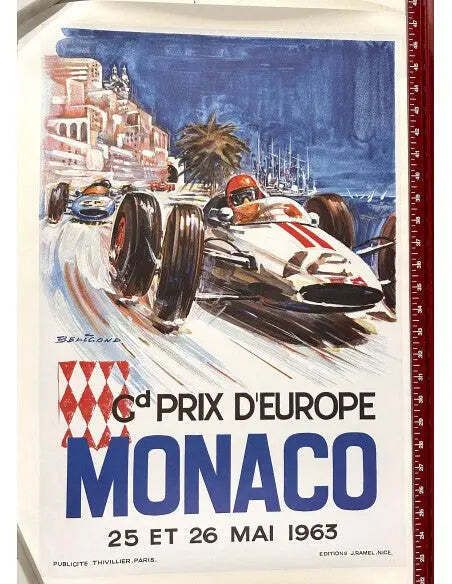 Vintage 1963 Monaco Grand Prix F1 Poster van Michel Beligond photo furniture