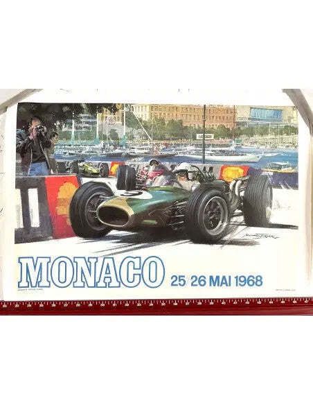 Affiche vintage du Grand Prix de Monaco 1967, lithographie sur lin, par Michael Turner photo for sale