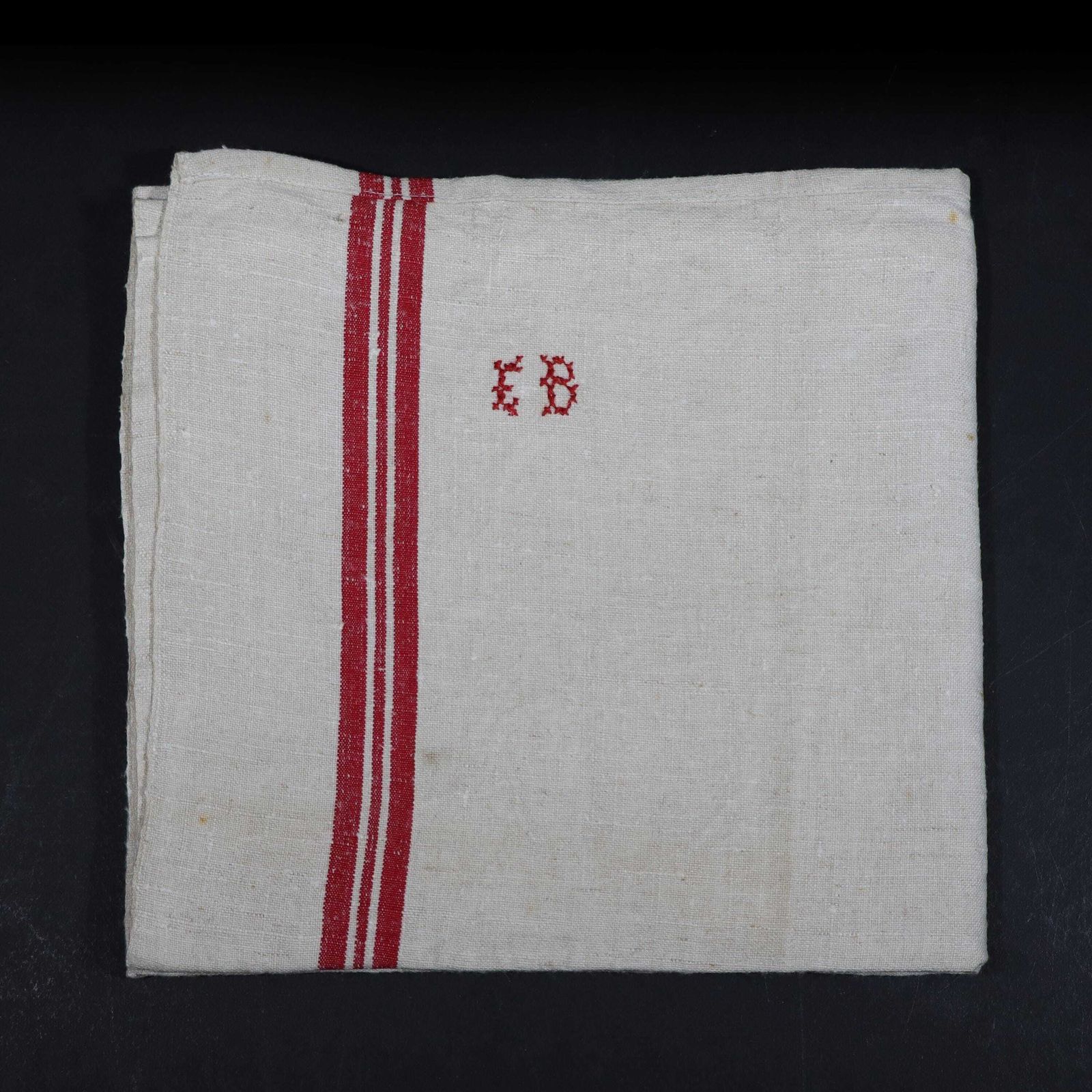 Torchons de cuisine d'époque français à rayures rouges, lot de 2 photo 93.0