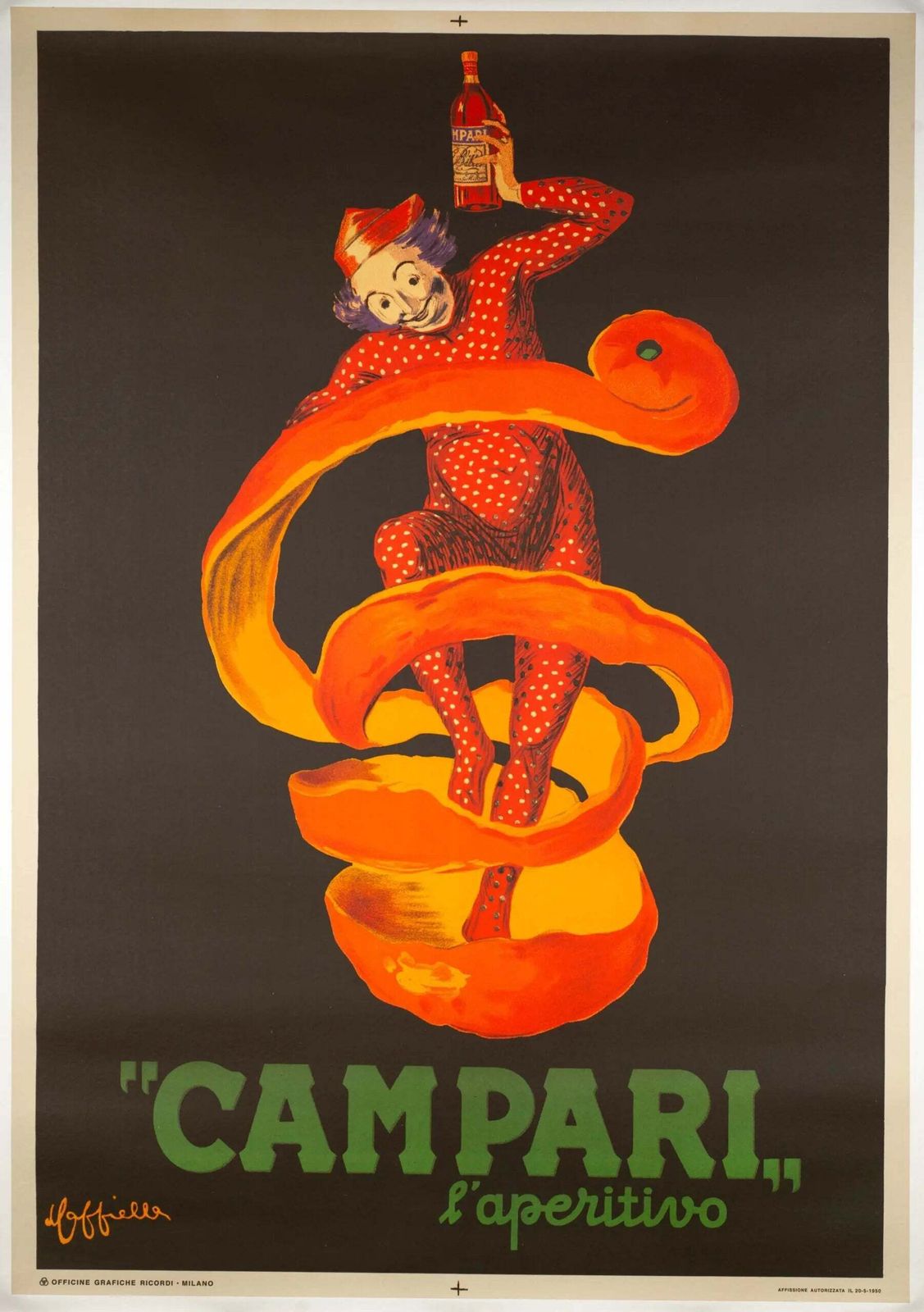 Vintage jaren 1950 Campari L'aperitivo poster van Leonetto Cappiello