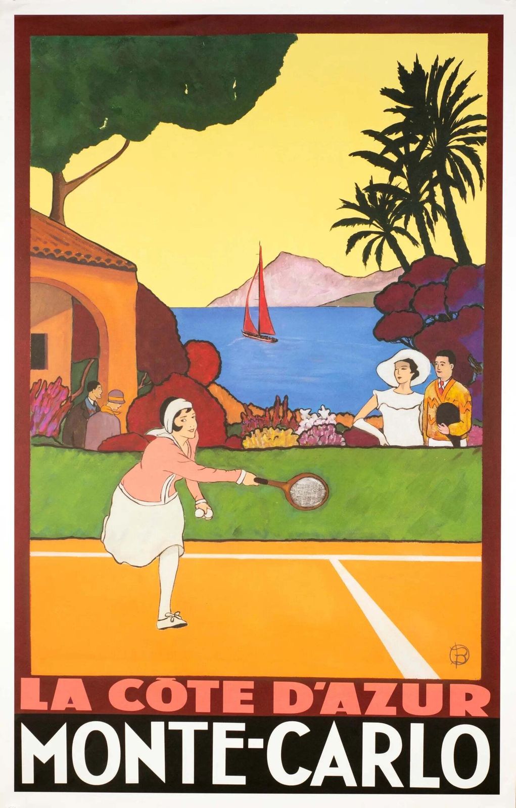 Monte Carlo Tennis Limited Edition Gesigneerde Vintage Poster van Bruce Skilbeck