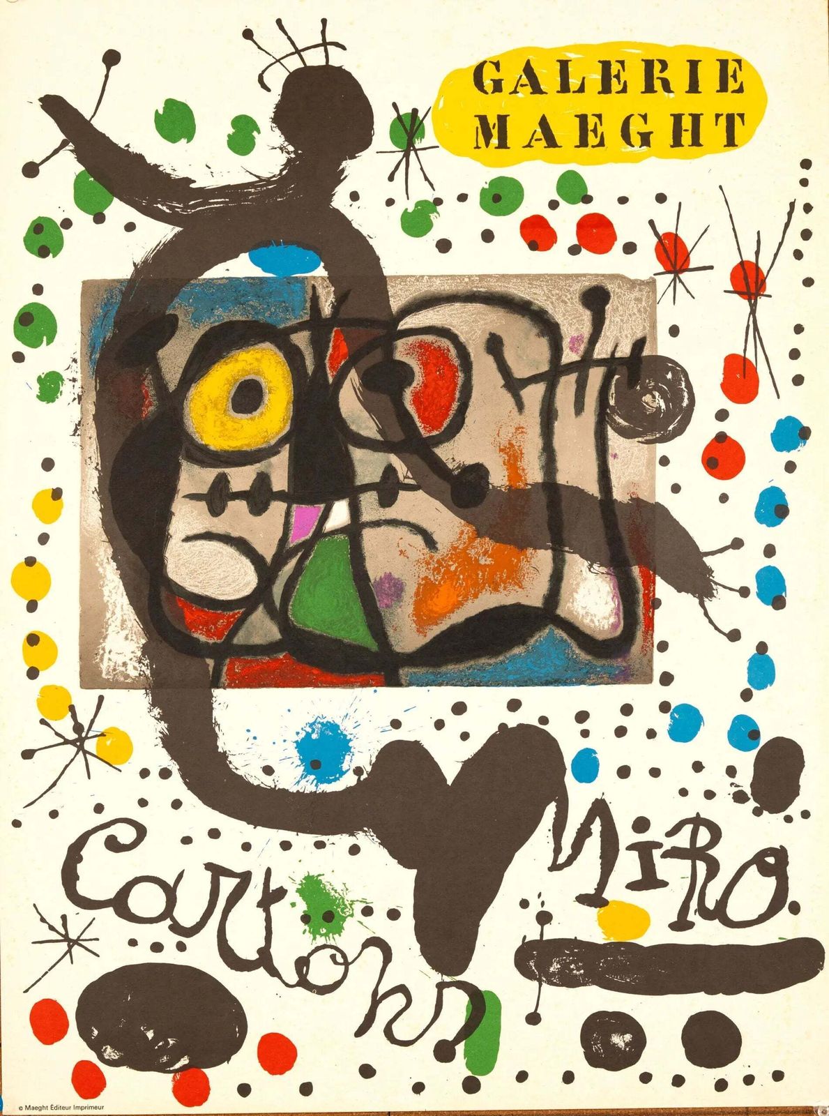 Joan Miro 1965 Galerie Maeght Cartons Tentoonstelling Lithografie Poster