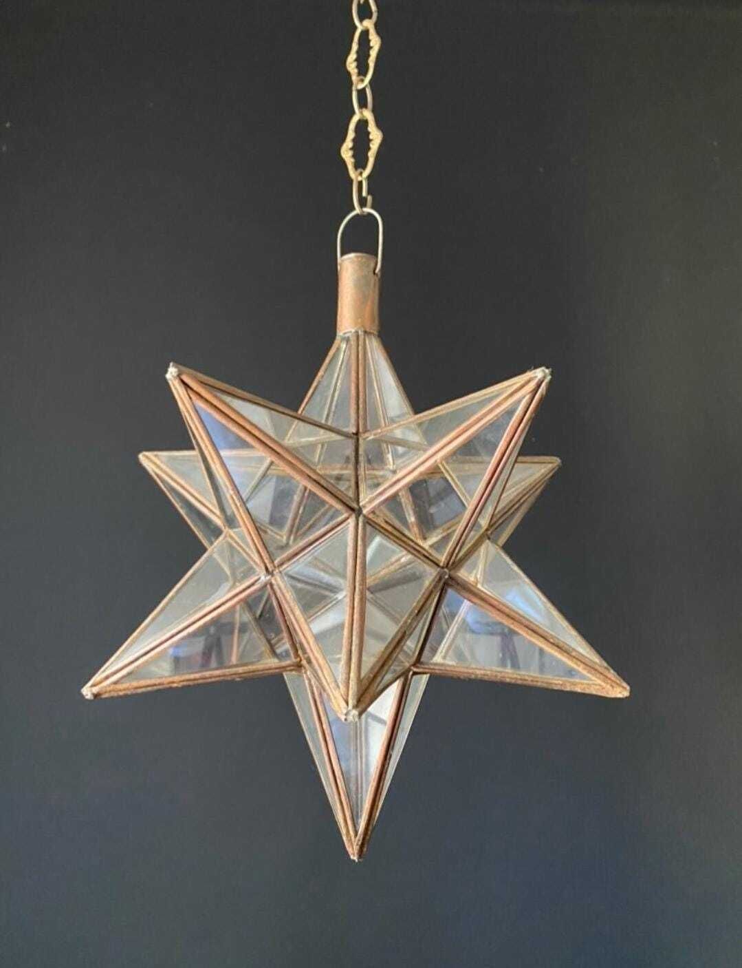 Antique Iron And Glass Star Lamp photo vinterior