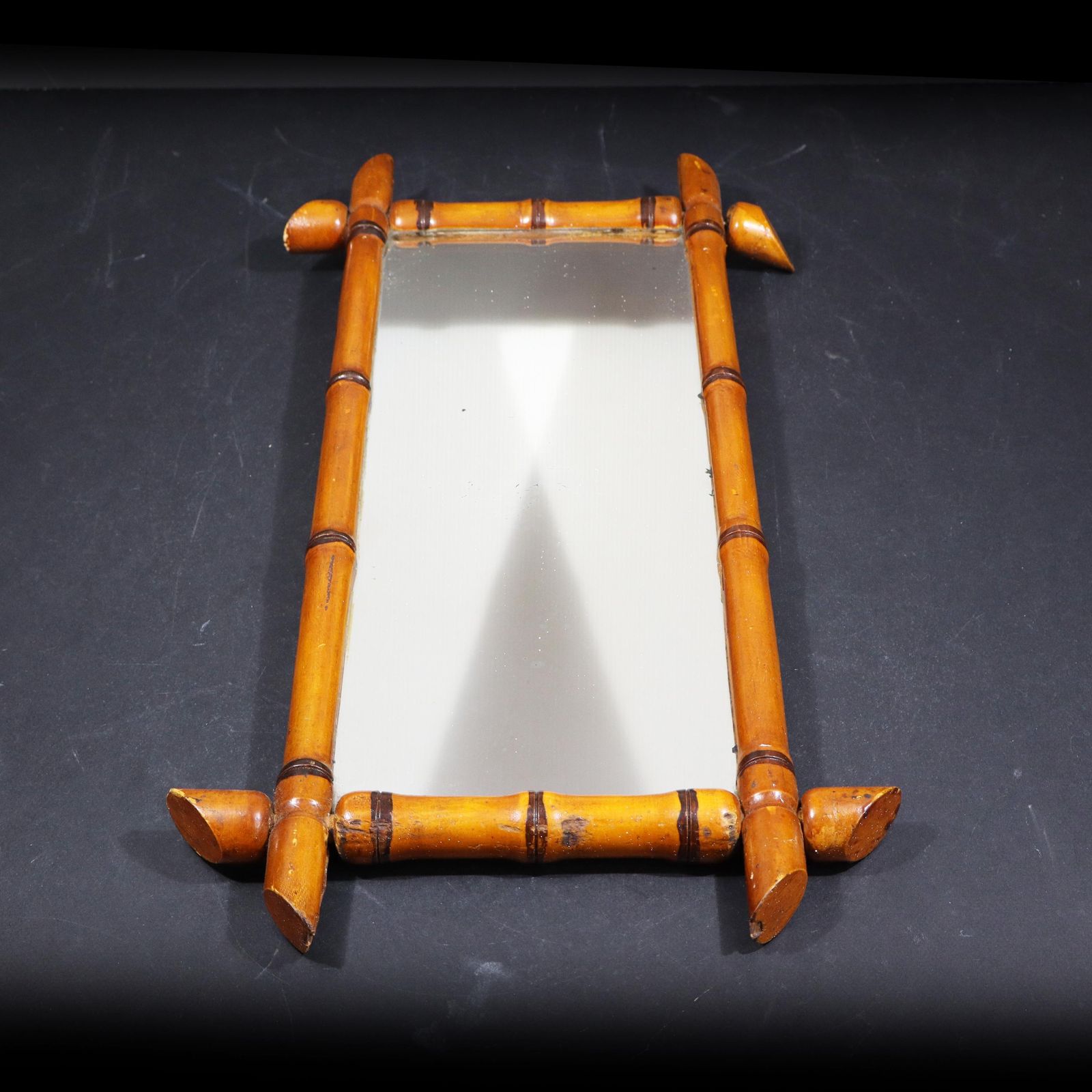 Miroir mural vintage rectangulaire à cadre en faux bambou, style français photo buy
