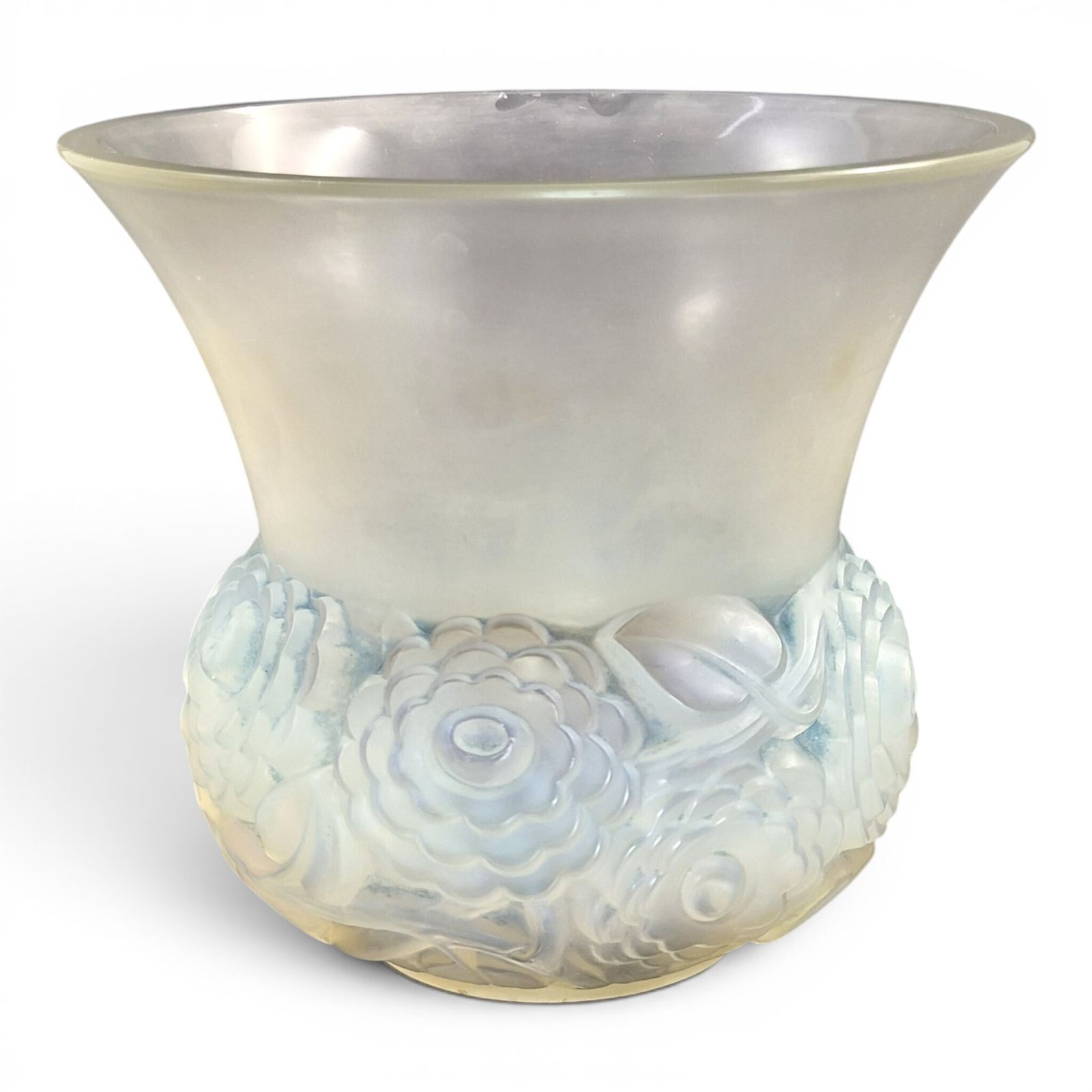 French Lalique "Renoncules" Opalescent Glass Vase, Mid 20th Century
