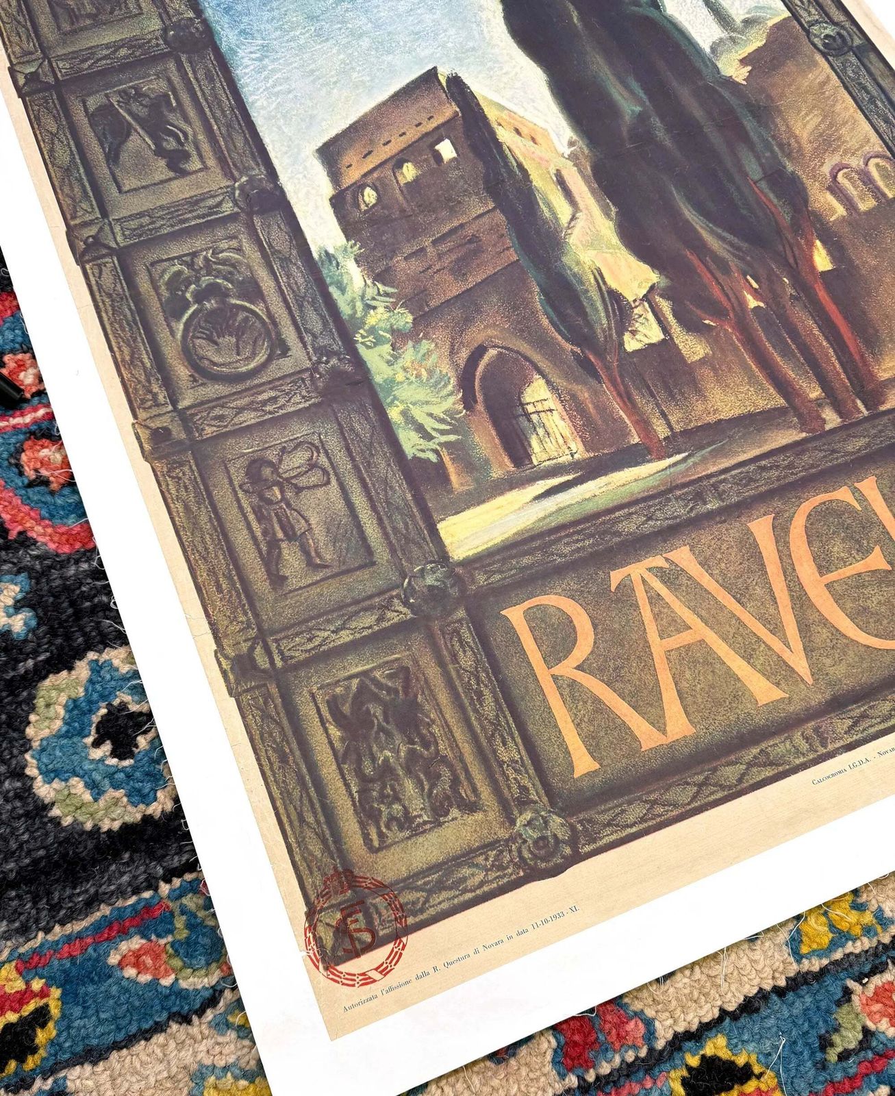 Original 1933 Ravello Villa Rufolo Italian Vintage Travel Poster photo furniture
