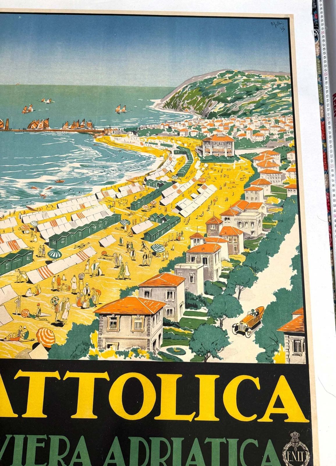 Original 1926 Cattolica Riviera Adriatica Vintage Art Deco Travel Poster photo for sale