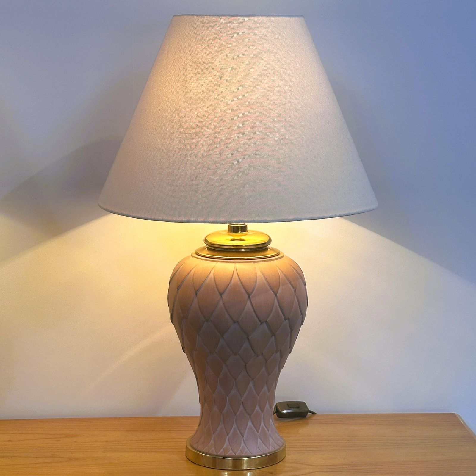 Frans paar terracotta keramische tafellampen, jaren 1980 photo 770.0