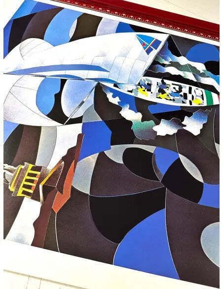 Original 1983 America's Cup Azzurra Sailing Poster By Ugo Nespolo photo furniture