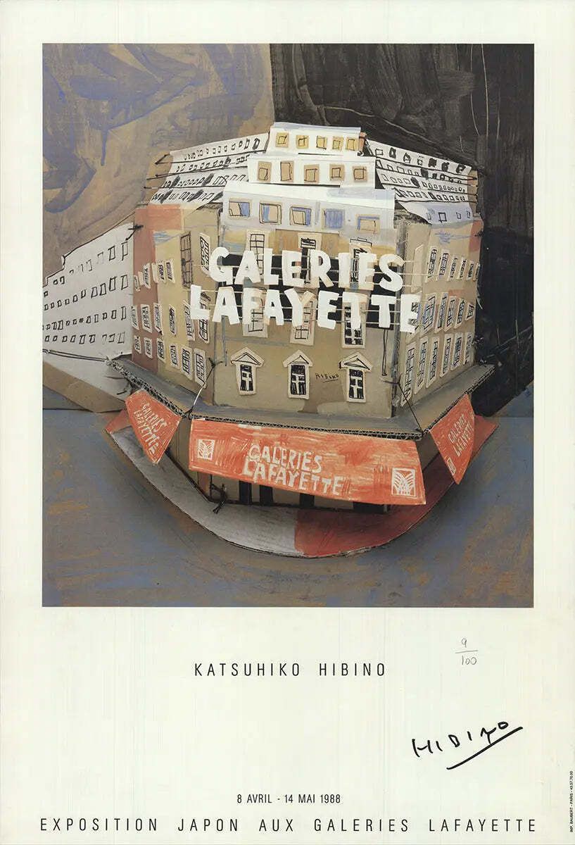Katsuhiko Hibino Galerie Lafayette 1988 Gesigneerde Genummerde Oplage Poster