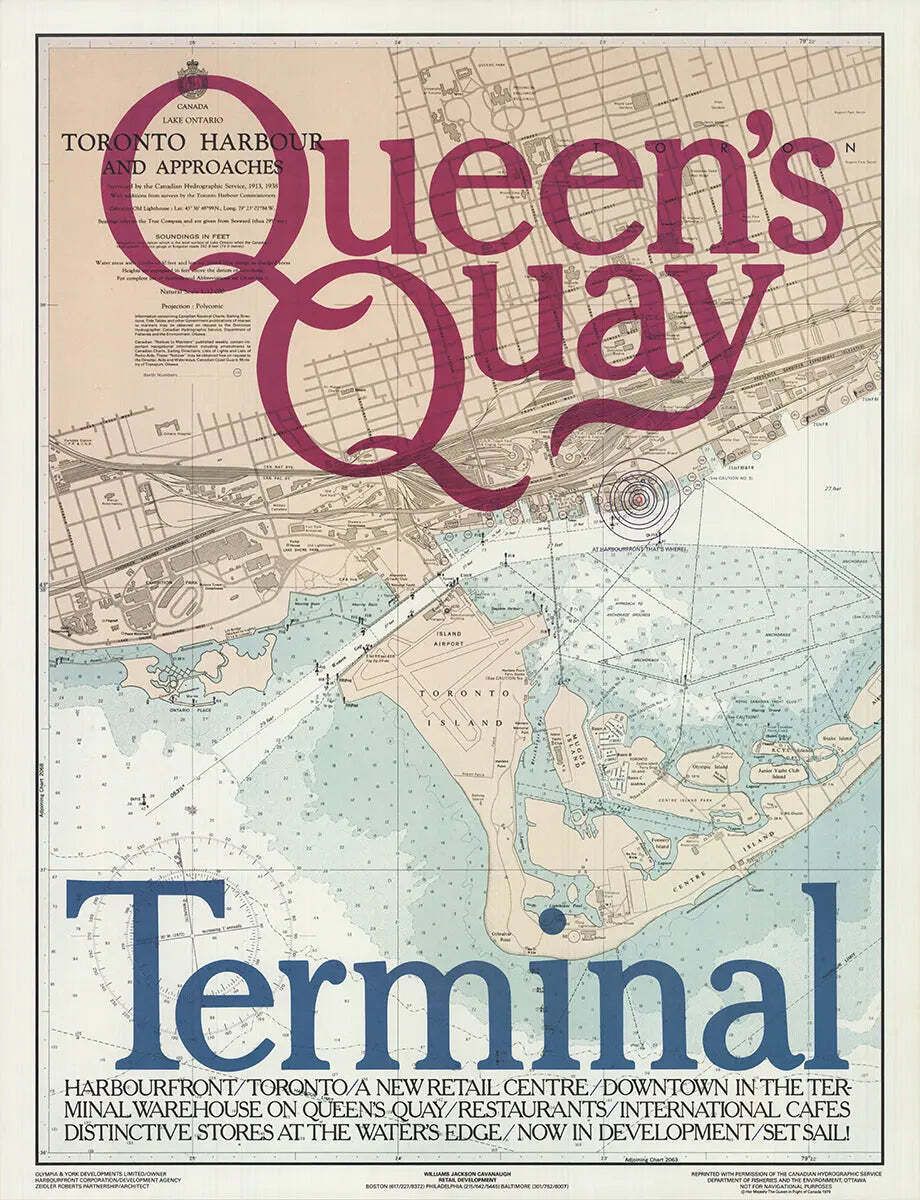Zeidler Roberts Queen's Quay Terminal Toronto Map Lithograph Art Poster