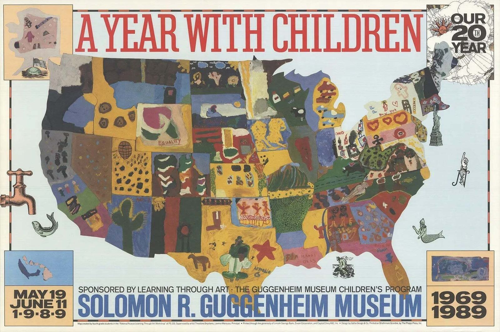 Affiche offset vintage A Year With Children 1989, Guggenheim Museum