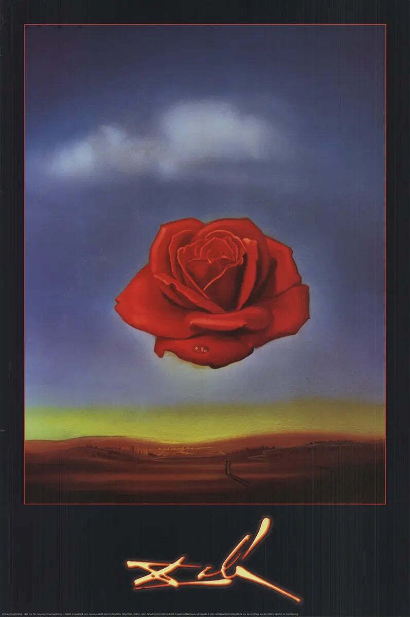 Salvador Dali Meditative Rose 2002 Surrealist Offset Lithograph Art Poster