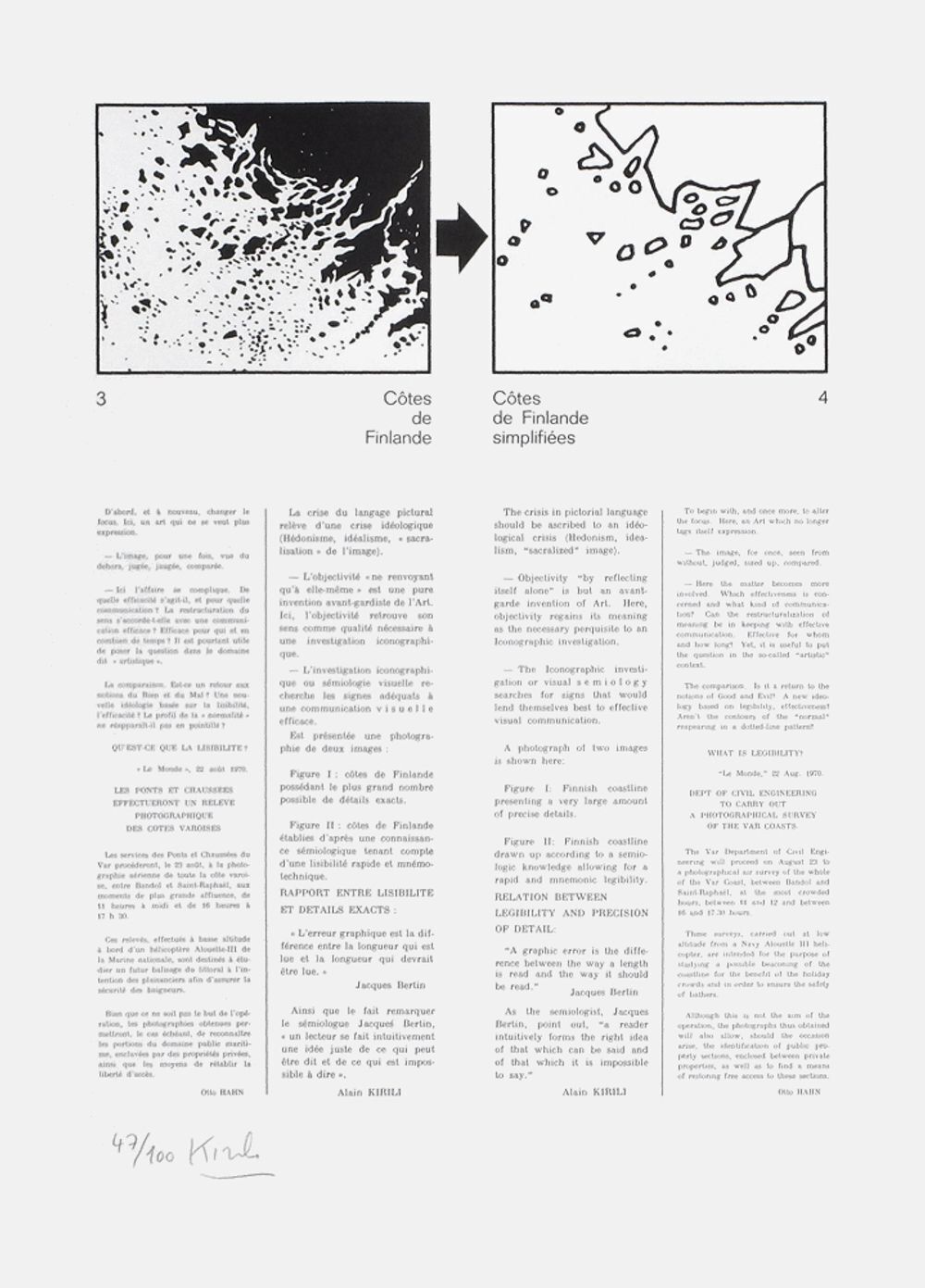 Alain Kirili Gesigneerde Zeefdruk Côtes De Finlande (Alain Kirili   Otto Hahn) 1970