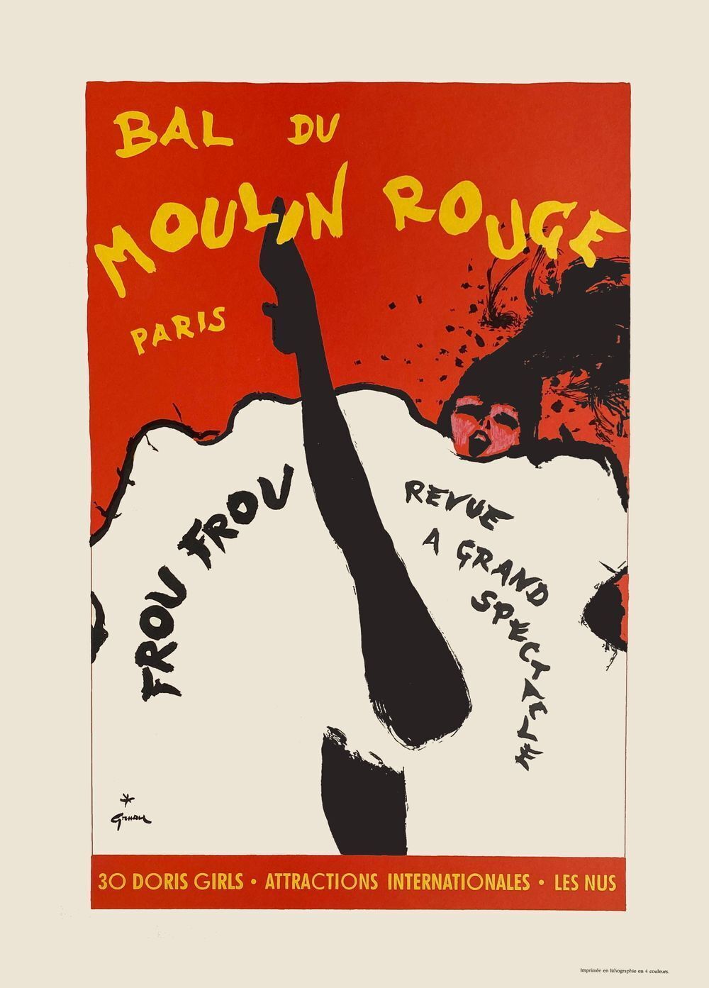 René Gruau Poster Moulin Rouge   Frou Frou   Revue à Grand Spectacle 2009